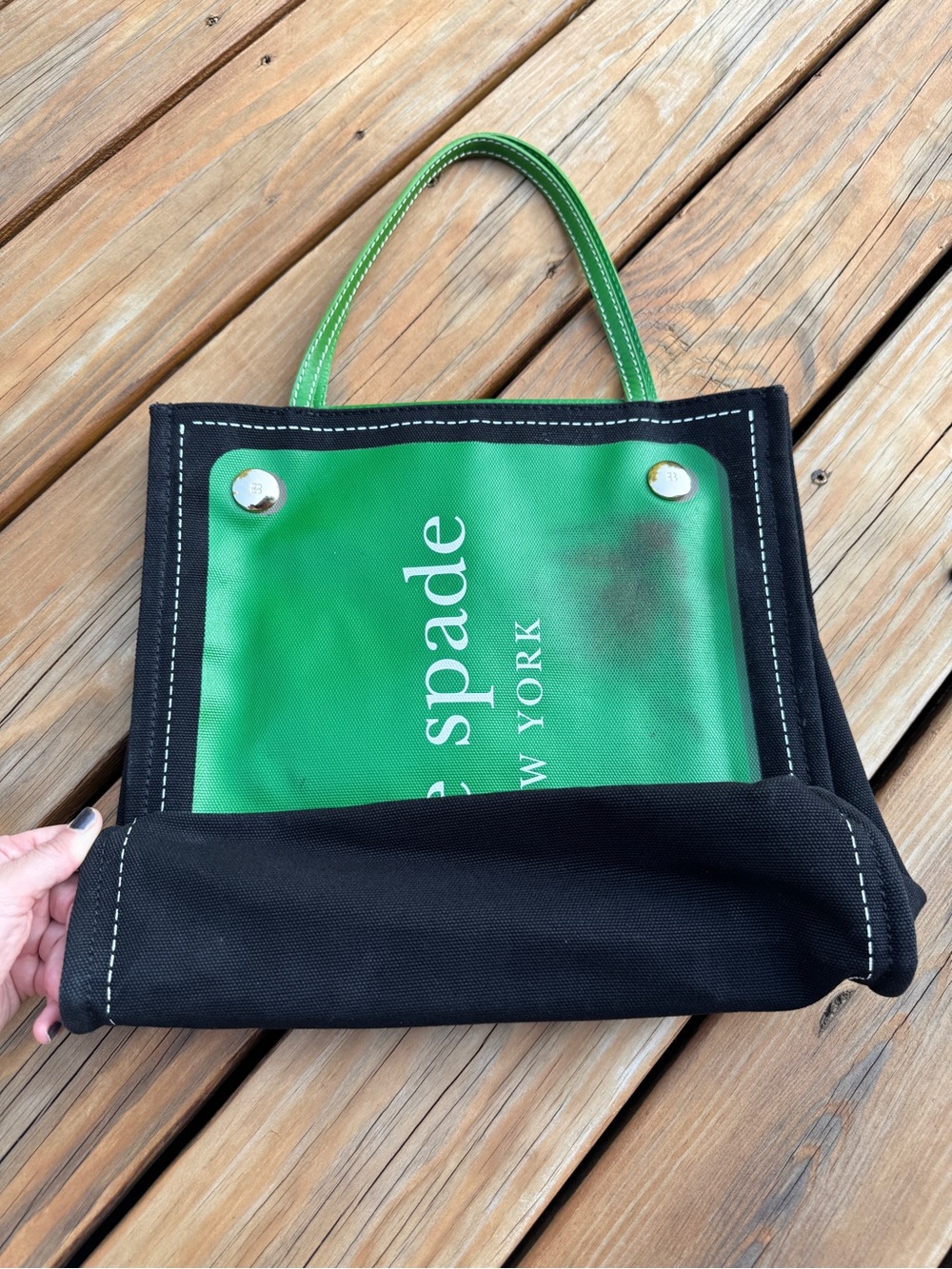 kate spade Green & Black Canvas Tote - Picture 6 of 9